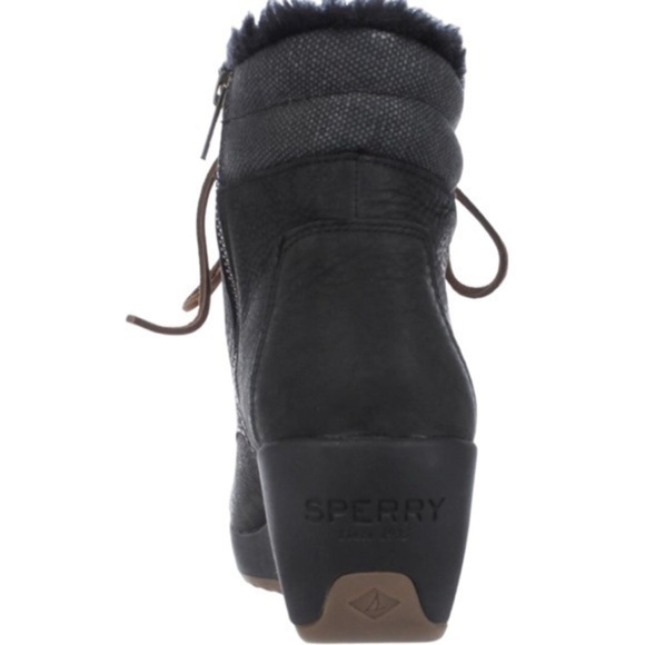 Sperry Luca Peak Waterproof Black Wedge Boots Size 9 - Picture 8 of 11